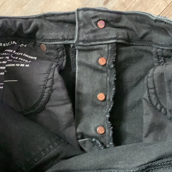 American Eagle Hi-Rise Cropped Flare Button Fly Distressed Hem Size 12 Regular - Picture 7 of 10